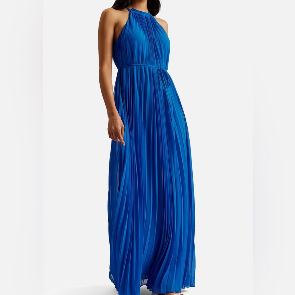 Ted Baker London WMD-HELYOS-PLEATED H    BASIC Blue Pleated Halter Sundress